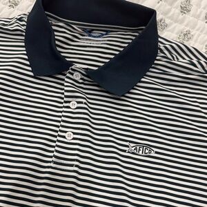 AFTCO Black and White Striped Polo